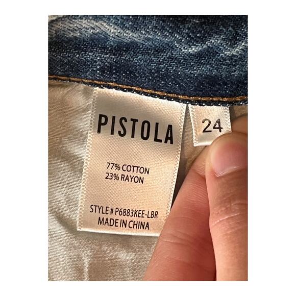 Pistola Jeans Charlie High rise faded and distressed straight leg size 24 - Picture 5 of 6